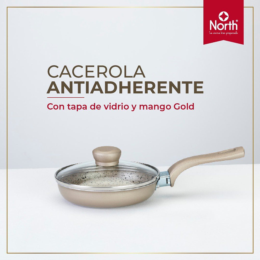 Cacerola Antiadherente con Tapa 16 cm Gold / North