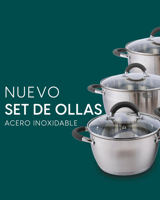 Set x 3 ollas en Acero Inoxidable / Home Elements / Almacenes La