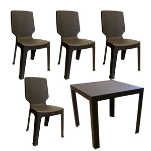 Combo Mesa Coral + 4 Sillas Victoria Sin Brazos / Colplast
