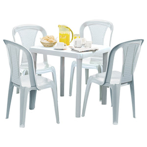 Combo Mesa Caribe + 4 Sillas Samba sin Brazos Blanco  Rimax
