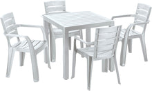 Cargar imagen en el visor de la galería, Combo Barú: Mesa + 4 Sillas con Brazos Gris Hielo / Rimax