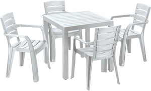 Combo Barú: Mesa + 4 Sillas con Brazos Gris Hielo / Rimax