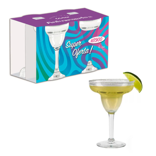 Set x 4 Copas Margarita Aniversario 2023 / Cristar