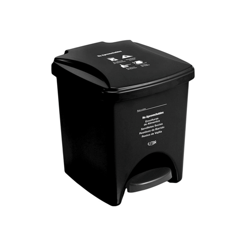 Papelera Clásica Pedal 20 Litros Negro con Logo / Estra