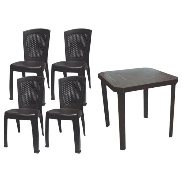 Combo Mesa Freedom Wengue + 4 Sillas Calypso Wengue/ Colplast