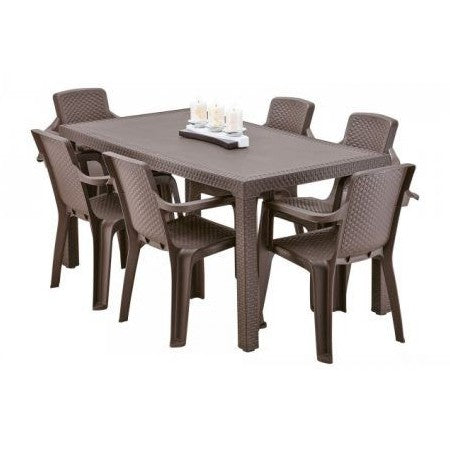 Combo Mesa Eterna Familiar + 6 Sillas Eternas con Brazos / Rimax