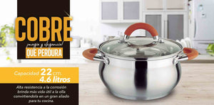 Olla 22 cm en Acero Inoxidable / Home Elements