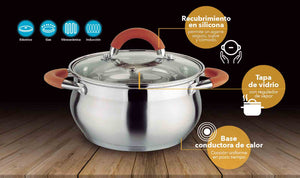 Olla 22 cm en Acero Inoxidable / Home Elements