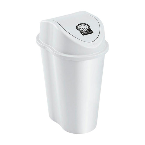 Papelera Style Tapa Vaivén Con Logo 50 Litros Blanco / Rimax