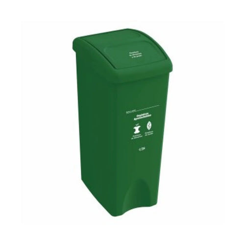 Papelera Clásica Vaivén Verde Tapa Plana 53 Litros / Estra